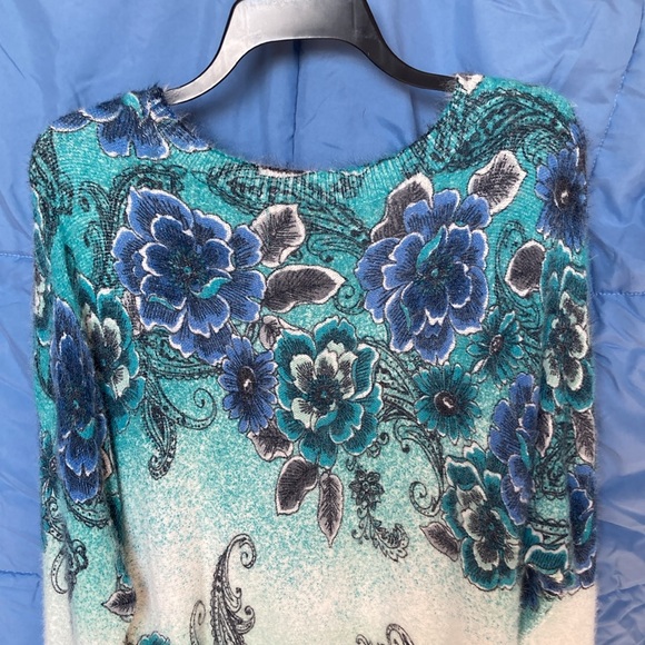 Relisted Ruby Rd sweater floral print ombré fuzzy pullover boho casual office 2X - Picture 7 of 17